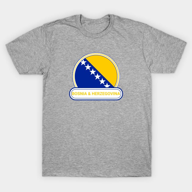 Bosnia and Herzegovina Country Badge - Bosnia and Herzegovina Flag T-Shirt by Yesteeyear